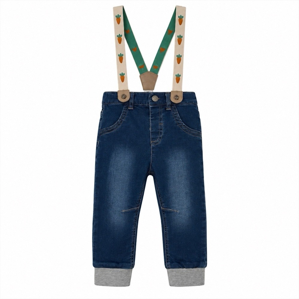 Cat & Jack Infant Boy 18 Month Easter Suspender Jeans Spring Carrots Cute